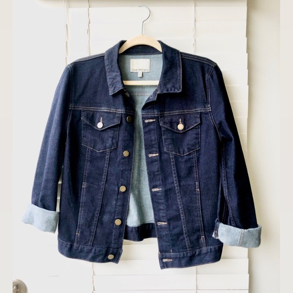 Calvin Klein Denim Dark Wash Jacket Size M - Picture 2 of 6